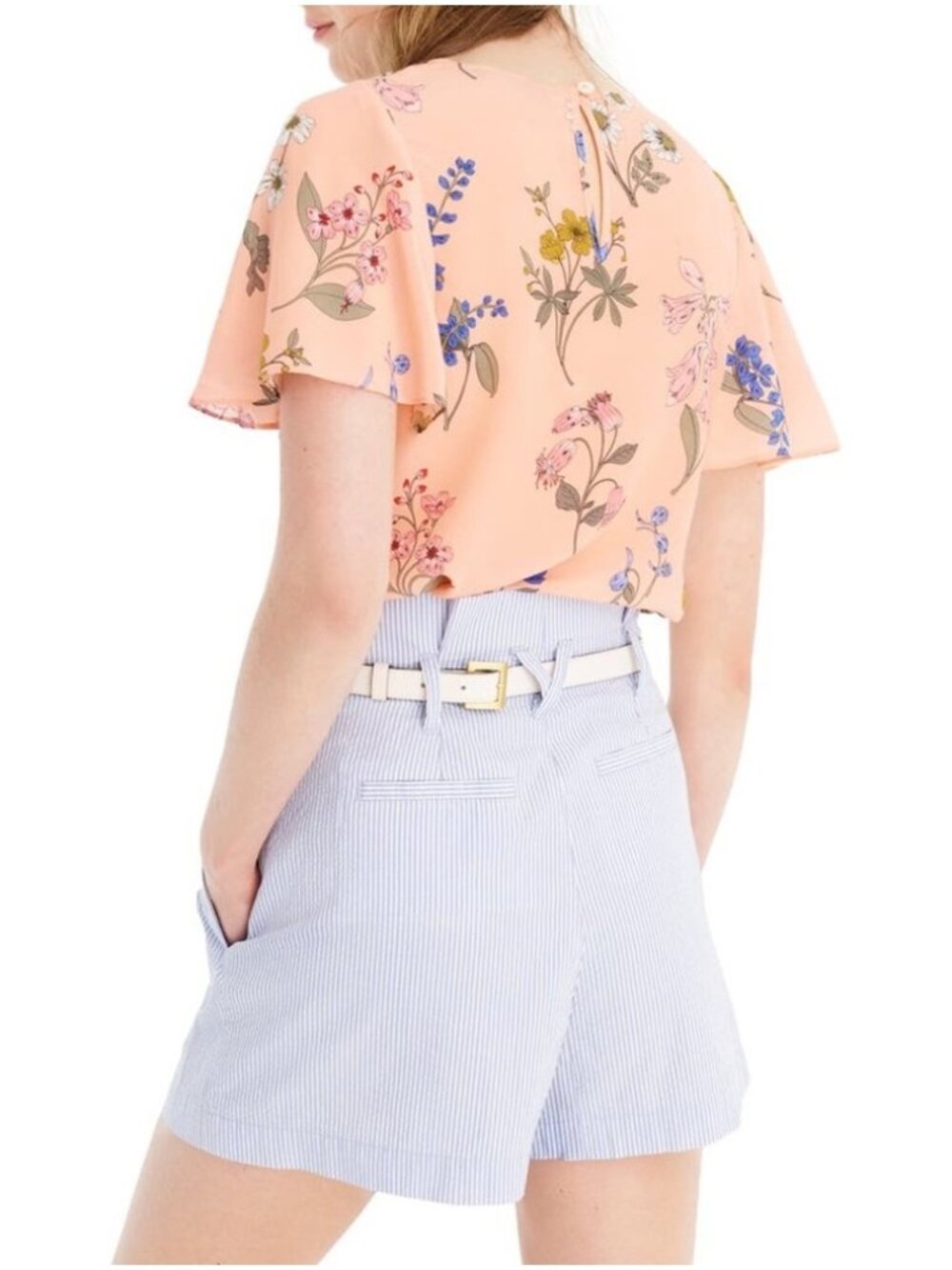 J Crew Silk Flutter Sleeve Floral Top in Botanical Print Melon Plus sz 3X - Picture 3 of 14